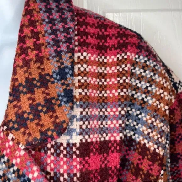Red Dress Boutique Aura Ready For Change Berry Plaid Coat Oversized Pink Blue S - Picture 9 of 13